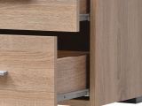Comodino Marrone 2 Cassetti un Ripiano 44.5x33.5x43h cm, Apertura Scorrevole - Colliano