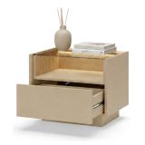 Comodino Marrone Chiaro Marrone Rovere un Cassetto 2 Ripiani 53x40x43h cm, Apertura Push-pull - Veirra