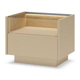 Comodino Marrone Chiaro Marrone Rovere un Cassetto 2 Ripiani 53x40x43h cm, Apertura Push-pull - Veirra