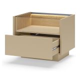 Comodino Marrone Chiaro Marrone Rovere un Cassetto 2 Ripiani 53x40x43h cm, Apertura Push-pull - Veirra