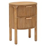 Comodino Marrone Ciliegio oro 2 Cassetti un Ripiano 38x35x52h cm, Apertura Scorrevole - Falile