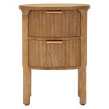 Comodino Marrone Ciliegio oro 2 Cassetti un Ripiano 38x35x52h cm, Apertura Scorrevole - Falile