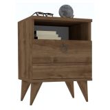 Comodino Marrone Noce Apertura Battente Un'anta 40x40x50h cm, Chiusura Battente - Maenza