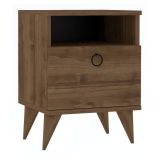Comodino Marrone Noce Apertura Battente Un'anta 40x40x50h cm, Chiusura Battente - Maenza