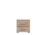 Comodino Marrone Noce Grigio 2 Cassetti un Ripiano 44.5x33.5x43h cm, Apertura Scorrevole - Colliano