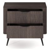 Comodino Marrone Noce Nero 2 Cassetti un Ripiano 63x38x55h cm, Apertura Scorrevole - Gasi