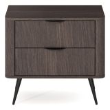 Comodino Marrone Noce Nero 2 Cassetti un Ripiano 63x38x55h cm, Apertura Scorrevole - Gasi