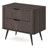 Comodino Marrone Noce Nero 2 Cassetti un Ripiano 63x38x55h cm, Apertura Scorrevole - Gasi