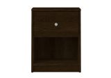 Comodino Marrone Noce un Cassetto Apertura Scorrevole 37.9x30.1x48.4h cm, Chiusura Scorrevole