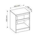 Comodino Marrone Rovere 2 Cassetti Apertura Scorrevole 50x40x63h cm, Chiusura Scorrevole - Lelimoni