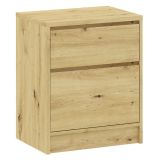 Comodino Marrone Rovere 2 Cassetti Apertura Scorrevole 50x40x63h cm, Chiusura Scorrevole - Lelimoni