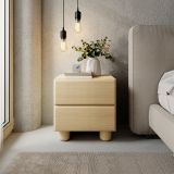 Comodino Marrone Rovere 2 Cassetti un Ripiano 50x38x52h cm, Apertura Scorrevole - Hani