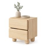 Comodino Marrone Rovere 2 Cassetti un Ripiano 50x38x52h cm, Apertura Scorrevole - Hani
