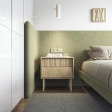 Comodino Marrone Rovere 2 Cassetti un Ripiano 54x40x55h cm, Apertura Scorrevole - Gase