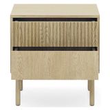 Comodino Marrone Rovere 2 Cassetti un Ripiano 54x40x55h cm, Apertura Scorrevole - Gase