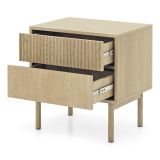 Comodino Marrone Rovere 2 Cassetti un Ripiano 54x40x55h cm, Apertura Scorrevole - Gase