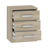 Comodino Marrone Rovere 3 Cassetti Apertura Scorrevole 46x43x59h cm, Chiusura Scorrevole - Lebale