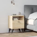 Comodino Marrone Rovere Apertura Battente Un'anta 40x40x50h cm, Chiusura Battente - Maenza