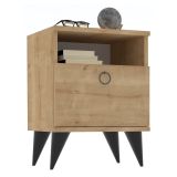 Comodino Marrone Rovere Apertura Battente Un'anta 40x40x50h cm, Chiusura Battente - Maenza