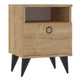 Comodino Marrone Rovere Apertura Battente Un'anta 40x40x50h cm, Chiusura Battente - Maenza
