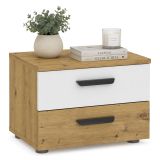 Comodino Marrone Rovere Bianco 2 Cassetti Apertura Scorrevole 45x35x33h cm, Chiusura Scorrevole - Lelisomi