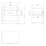 Comodino Marrone Rovere Bianco Opaco un Cassetto 2 Ripiani 52x35x47h cm, Apertura Scorrevole - Varkal