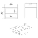 Comodino Marrone Rovere Bianco un Ripiano 2 Cassetti 52x48x45h cm, Apertura Scorrevole - Abacassab