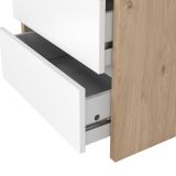Comodino Marrone Rovere Bianco un Ripiano 2 Cassetti 52x48x45h cm, Apertura Scorrevole - Abacassab