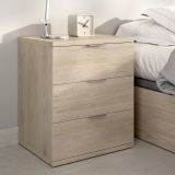 Comodino Marrone Rovere Grigio 3 Cassetti un Ripiano 34x42x57h cm, Piedini abs Antirumore e Antigraffio - Blythe