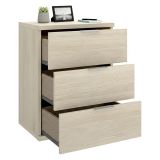 Comodino Marrone Rovere Grigio 3 Cassetti un Ripiano 34x42x57h cm, Piedini abs Antirumore e Antigraffio - Blythe