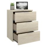 Comodino Marrone Rovere Grigio 3 Cassetti un Ripiano 34x42x57h cm, Piedini abs Antirumore e Antigraffio - Sturgis