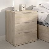 Comodino Marrone Rovere Grigio 3 Cassetti un Ripiano 34x42x57h cm, Piedini abs Antirumore e Antigraffio - Sturgis