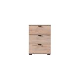 Comodino Marrone Rovere Grigio Nero 3 Cassetti un Ripiano 45x40x63h cm, Apertura Scorrevole - Talana