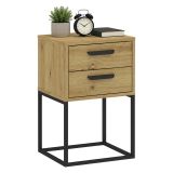 Comodino Marrone Rovere Nero 2 Cassetti Apertura Scorrevole 40x39x65h cm, Chiusura Scorrevole - Lelahama