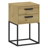 Comodino Marrone Rovere Nero 2 Cassetti Apertura Scorrevole 40x39x65h cm, Chiusura Scorrevole - Lelahama