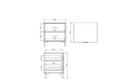 Comodino Marrone Rovere Nero 2 Cassetti un Ripiano 48x40x52h cm, Apertura Scorrevole - Piea