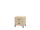 Comodino Marrone Rovere Nero 2 Cassetti un Ripiano 48x40x52h cm, Apertura Scorrevole - Piea