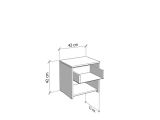 Comodino Marrone Rovere Nodi Bianco un Cassetto un Ripiano 42x33x42h cm, Apertura Scorrevole - Secli