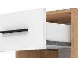 Comodino Marrone Rovere Nodi Bianco un Cassetto un Ripiano 42x33x42h cm, Apertura Scorrevole - Secli