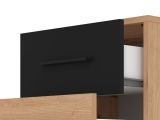 Comodino Marrone Rovere Nodi Nero 2 Cassetti un Ripiano 42x33x42h cm, Apertura Scorrevole - Secli