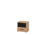 Comodino Marrone Rovere Nodi Nero 2 Cassetti un Ripiano 42x33x42h cm, Apertura Scorrevole - Secli