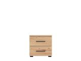 Comodino Marrone Rovere Nodi Nero 2 Cassetti un Ripiano 44.5x33.5x43h cm, Apertura Scorrevole - Uzzano