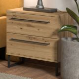 Comodino Marrone Rovere Nodi Nero 2 Cassetti un Ripiano 45.5x35x54h cm, Apertura Scorrevole - Cerignone