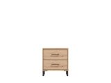 Comodino Marrone Rovere Nodi Nero 2 Cassetti un Ripiano 48x40x52h cm, Apertura Scorrevole - Clanezzo