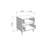 Comodino Marrone Rovere Nodi Nero 2 Cassetti un Ripiano 48x40x55h cm, Apertura Scorrevole - Combatte