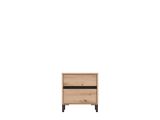 Comodino Marrone Rovere Nodi Nero 2 Cassetti un Ripiano 48x40x55h cm, Apertura Scorrevole - Combatte
