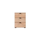 Comodino Marrone Rovere Nodi Nero 3 Cassetti un Ripiano 45x40x63h cm, Apertura Scorrevole - Talana