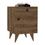 Comodino Marrone Rovere un Cassetto Un'anta 40x44x60h cm, Apertura Scorrevole e Battente - Niardo