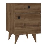 Comodino Marrone Rovere un Cassetto Un'anta 40x44x60h cm, Apertura Scorrevole e Battente - Niardo