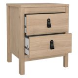 Comodino Marrone Rovere un Ripiano 2 Cassetti 44x38x54h cm, Apertura Scorrevole - Fred